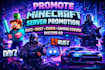 promote minecraft server promotion dayz, rust, fivem, gaming server, discord ad
