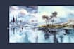 draw a watercolor landscape illustration
