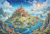 do a watercolor fantasy map or sourvenir map illustration