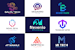design minimalist technology crypto tech app icon saas security startup logo