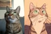 draw pet portrait into cartoon