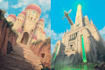 paint fantasy and sci fi concept art environments, buildings