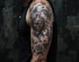 create sleeve tattoo design in geometric style