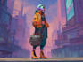 draw cyberpunk style character into city gaming