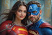 make watercolor super hero couple portrait