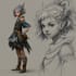 draw a character design or concept art, fantasy illustration