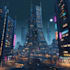 drawing a cyberpunk futuristic city art