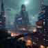 do a cyberpunk futuristic city art