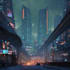 make a cyberpunk futuristic city art