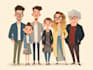 draw a vector art family portrait
