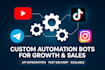 develop automation bots for youtube, tiktok shop telegram instagram aip bot