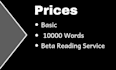 professional manuscript review as a beta reader