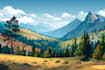 draw national park landscape, background, canvas wall