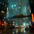 do a cyberpunk futuristic city art