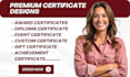 design custom certificate, award certificate design  gift certificate diploma