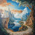 draw fantasy background and landscape