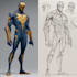 create concept art superhero character design for comics