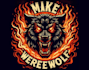 make t shirts fiery werewolf head logo and dark gothic theme