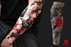 do premium trash polka design , sleeve tattoo