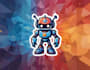 design mecha robot mascot logo with express delivery
