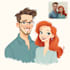 draw cartoon disney couple portrait