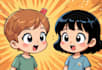 draw cute children comic cartoon in this style
