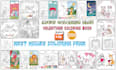 draw valentines color by number children activity coloring pages for KDP
