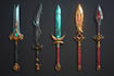 create a game and fantasy weapon design and illustration