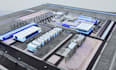 design 3d ai data center, data center, 3d server room, cgi warehouse design