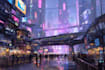 do cyberpunk futuristic city art