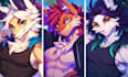 draw furry art, fursona, furry character oc, anthro art and sfw in anime style