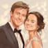 draw couple portrait for wedding illustration
