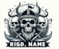 create vintage skull viking ship logo