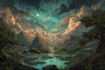 draw fantasy landscape or enviroment art