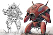 draw mecha, robot, sci fi concept art