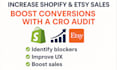 increase conversion rate cro optimization audit website speed shopify etsy sales