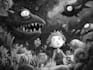 create unique black and white character illustrations