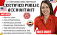 audit financial statement, sign US CPA income verification letter, notary stamp