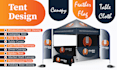 design canopy tent, table cover, feather flag, tent, or signage