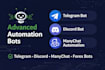 build telegram bot, discord bot manychat, forex trading automation, telegram bot