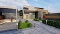 do landscape, front yard , backyard, pool, patio