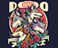 do retro t shirt wolf kitsune logo with express delivery