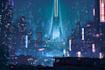 do cyberpunk scifi futuristic city