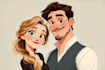 drawing a cartoon disney couple portrait