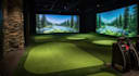 visualize 3d golf showroom, padel court,sim,green turf,putting green, golf holes