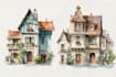 create a watercolor house illustration