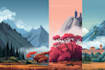 draw a flat vector landscape illustration