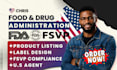 fda registration compliance, product listing, 501k dossier, label design, review