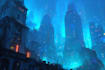 create a cyberpunk futuristic city and background
