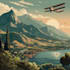 make vintage retro travel poster, vector art deco,